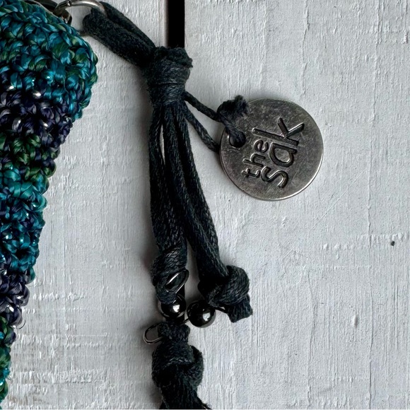 The Sak Teal & Navy Crochet Clutch with Silver Bow - Picture 3 of 6